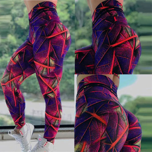Women's Leaf Print Yoga Pants – Bold Botanical Fitness Leggings