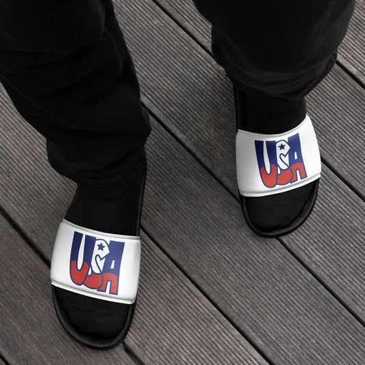 Men's Faux Leather Strap Slides – Comfortable Polyurethane Outsole