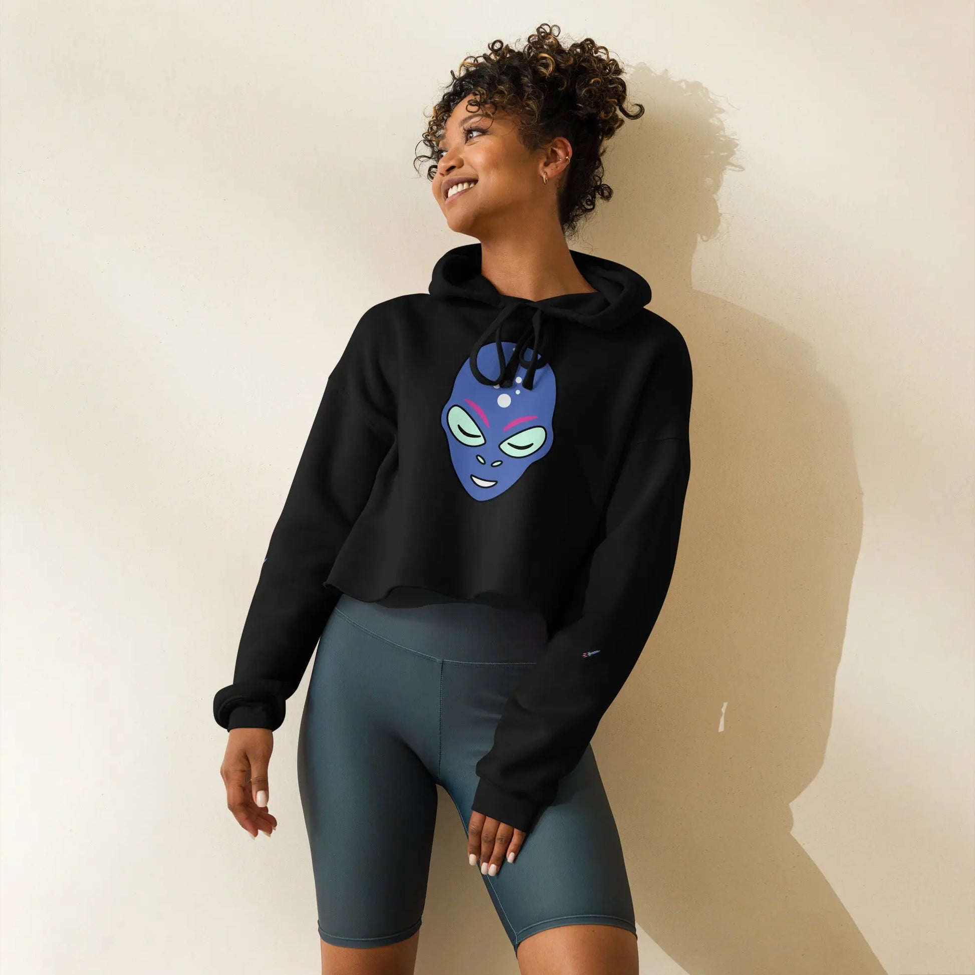 Women's Raw Hem Crop Hoodie – Dropped Shoulder with Dyed Cords